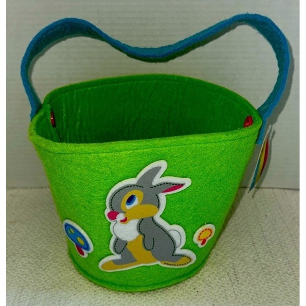 Disney Store Thumper Felt Easter Basket Green Blue Handle Bambi Bunny Tote NWT
